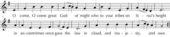 Stanza three of "O come, O come, Emmanuel" set to Veni Emmanuel